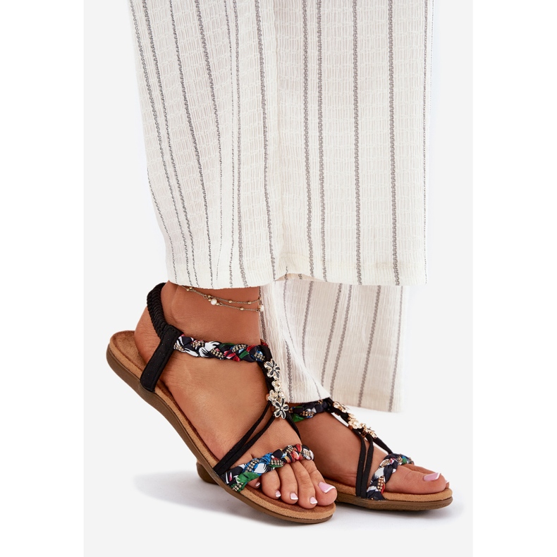 EVento Sandały Damskie Z Przypinkami I Plecionymi Paskami Czarne 1