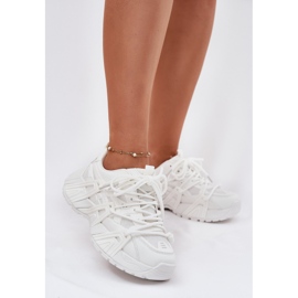 Sneakersy Damskie Z Podwójnym Sznurowaniem Białe 2
