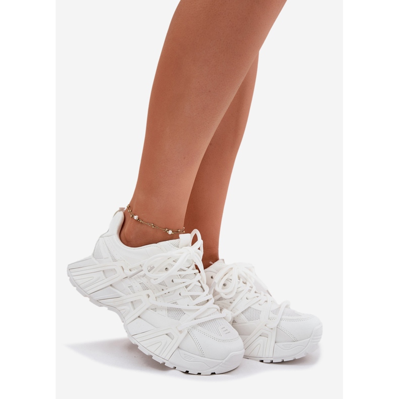 Sneakersy Damskie Z Podwójnym Sznurowaniem Białe 1