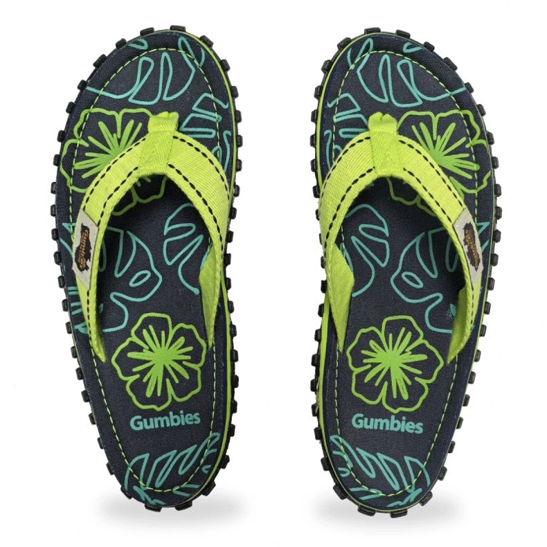 Japonki Gumbies Islander Flip-Flops Lime Hibiscus GU-FFISL148 zielone 1