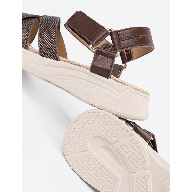Sergio Leone Brązowe sandały na białej platformie 1