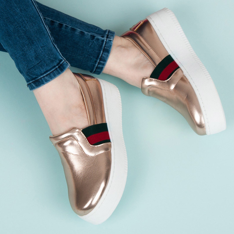 Kylie Slipony na platformie różowe 1