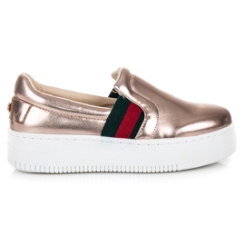 Kylie Slipony na platformie różowe 2