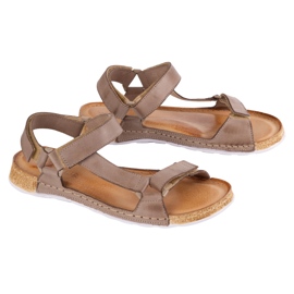Olivier Sandały damskie barefoot-friendly skórzane beżowe beżowy 4