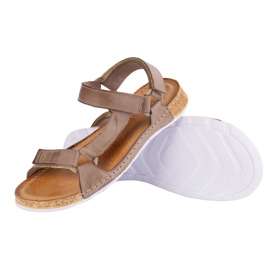 Olivier Sandały damskie barefoot-friendly skórzane beżowe beżowy 5