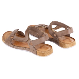 Olivier Sandały damskie barefoot-friendly skórzane beżowe beżowy 6