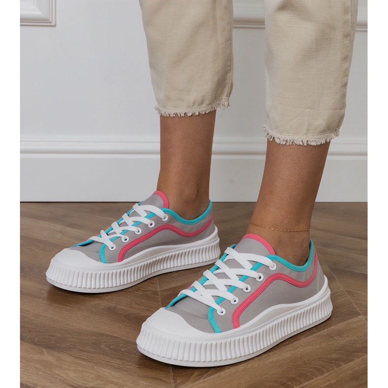 Szare trampki damskie na platformie 1