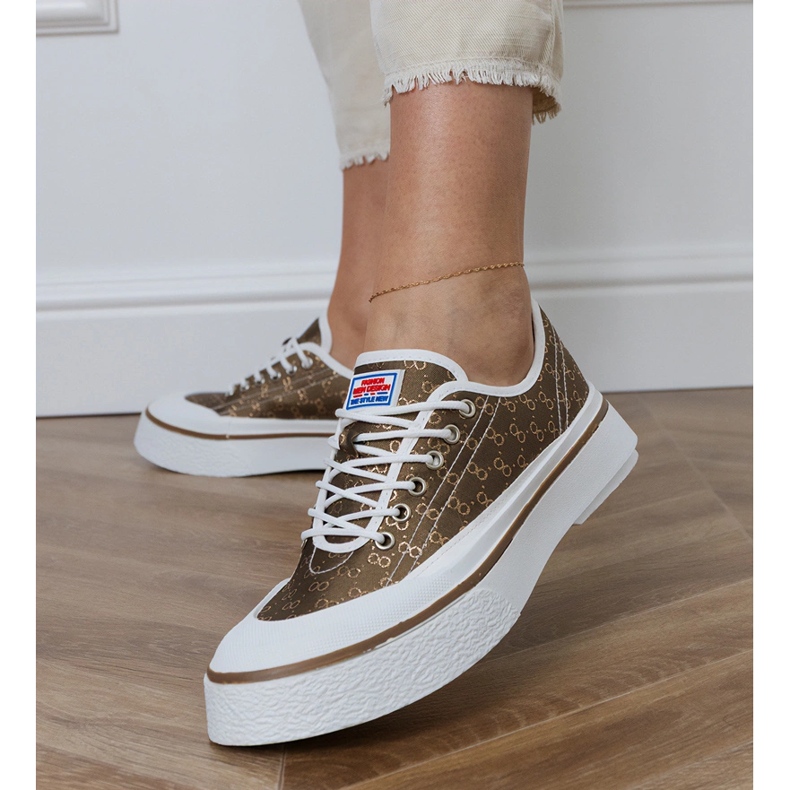 Brązowe trampki damskie na platformie 2