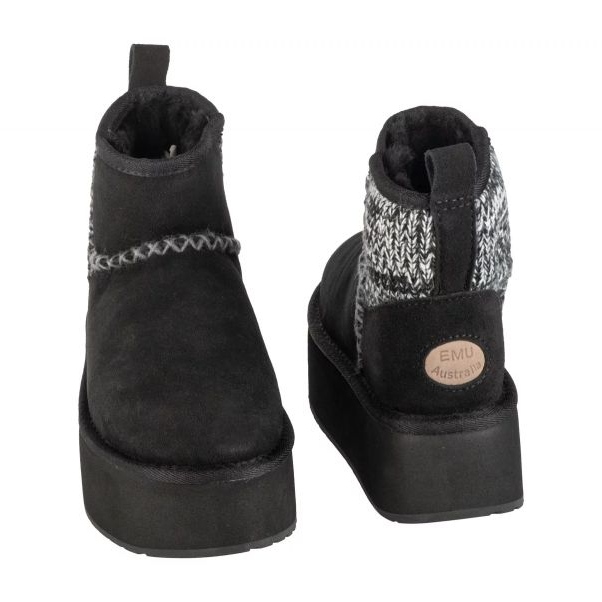Buty Emu Australia Stinger Knit Flatform W13143-BLAK czarne 2