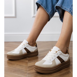 Panterkowe sneakersy damskie na platformie białe 1