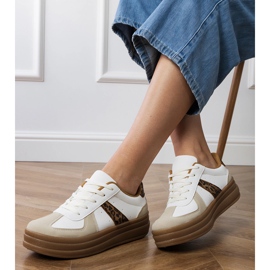 Panterkowe sneakersy damskie na platformie białe 2