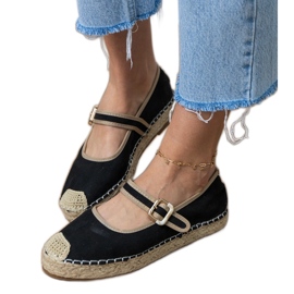 Czarne espadryle z ozdobną sprzączką 4