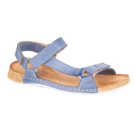 Olivier Sandały damskie barefoot-friendly Kallia skórzane niebieskie 3