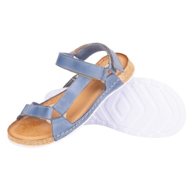 Olivier Sandały damskie barefoot-friendly Kallia skórzane niebieskie 4