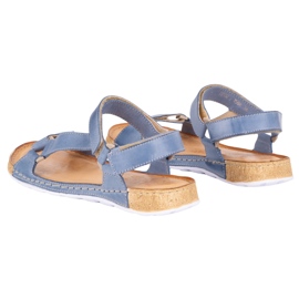 Olivier Sandały damskie barefoot-friendly Kallia skórzane niebieskie 5
