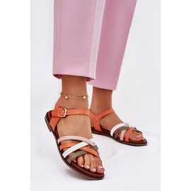 Damskie Sandały Z Przeplatającymi Się Paskami Sergio Leone SK090H Pomarańczowe 2