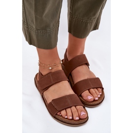 Skórzane Sandały Damskie Inblu AA0001KU Camel brązowe 5