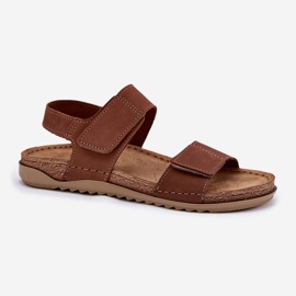 Skórzane Sandały Damskie Inblu AA0001KU Camel brązowe 4