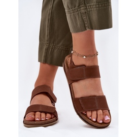 Skórzane Sandały Damskie Inblu AA0001KU Camel brązowe 3