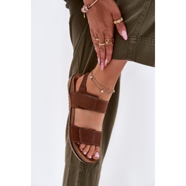 Skórzane Sandały Damskie Inblu AA0001KU Camel brązowe 6