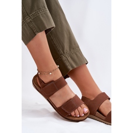 Skórzane Sandały Damskie Inblu AA0001KU Camel brązowe 8