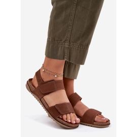 Skórzane Sandały Damskie Inblu AA0001KU Camel brązowe 1