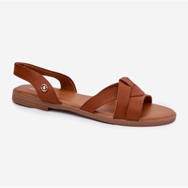 EVento Płaskie Sandały Damskie Z Eko Skóry Camel brązowe 4