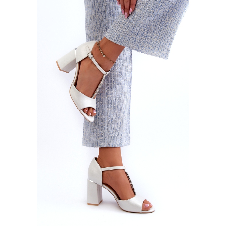 Vinceza Sandały Na Obcasie Z Cyrkoniami Srebrne Aniya srebrny 5