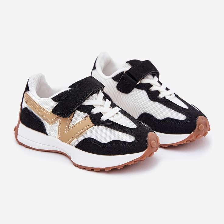 Sneakersy Dziecięce Na Rzep Biało-Czarne 1