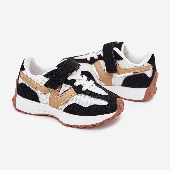 Sneakersy Dziecięce Na Rzep Biało-Czarne 2