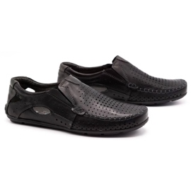 Olivier Męskie mokasyny 901 na lato czarne lico 2