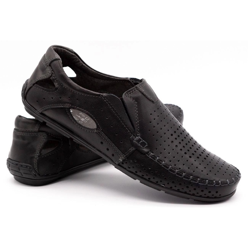 Olivier Męskie mokasyny 901 na lato czarne lico 4