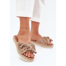 Klapki Damskie Na Platformie Z Plecionką I Kokardką Multikolor wielokolorowe 2