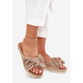 Klapki Damskie Na Platformie Z Plecionką I Kokardką Multikolor wielokolorowe 1