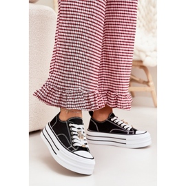 Trampki Damskie Na Platformie Ze Złotymi Przypinkami Czarne 2