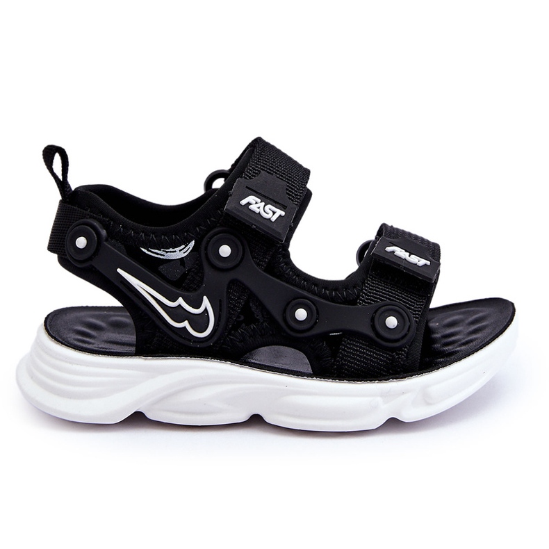 Chłopięce Sandałki Na Rzepy Czarno-Białe Tobias czarne 3