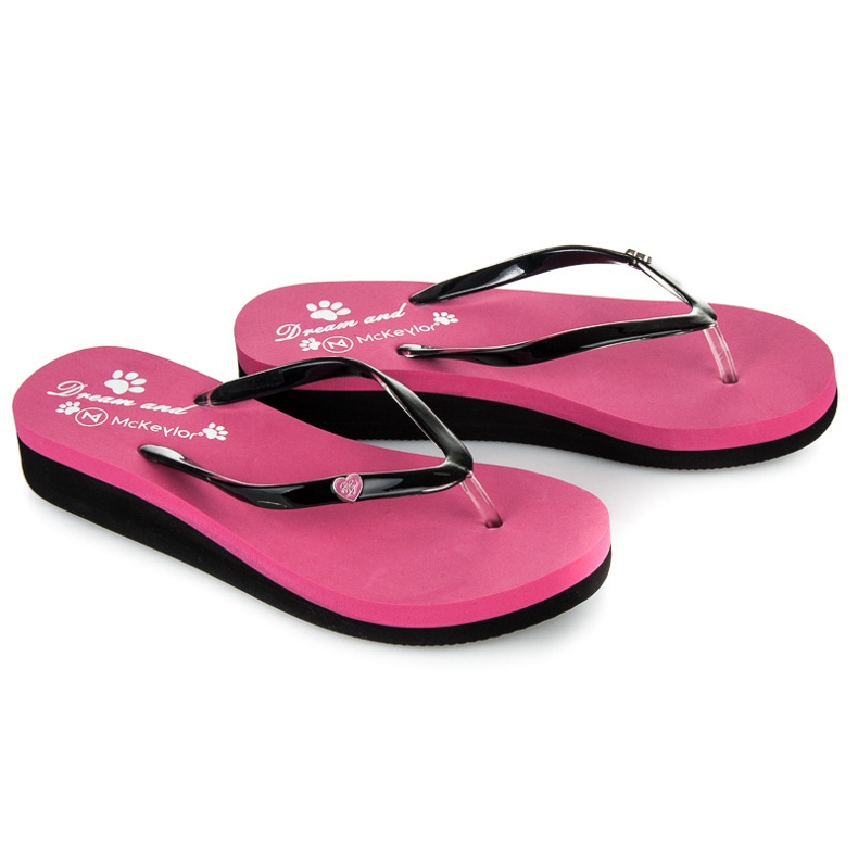 Mckeylor Różowe klapki na koturnie 1