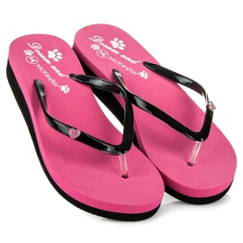 Mckeylor Różowe klapki na koturnie 2