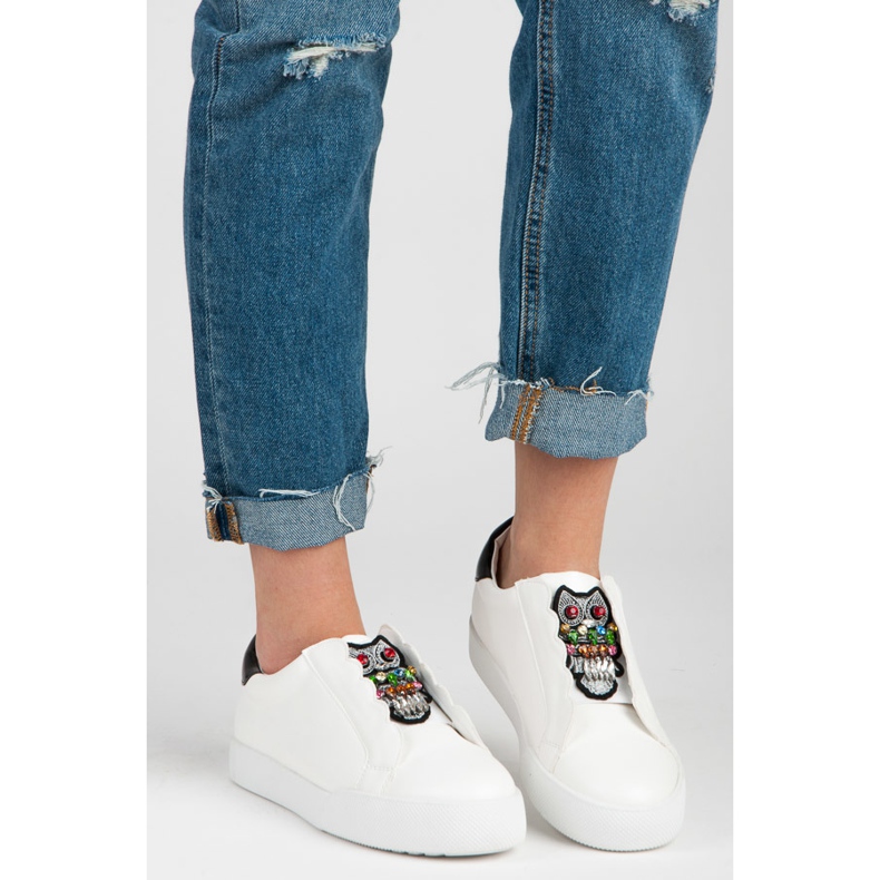 Vices Wsuwane trampki w sowy białe 1