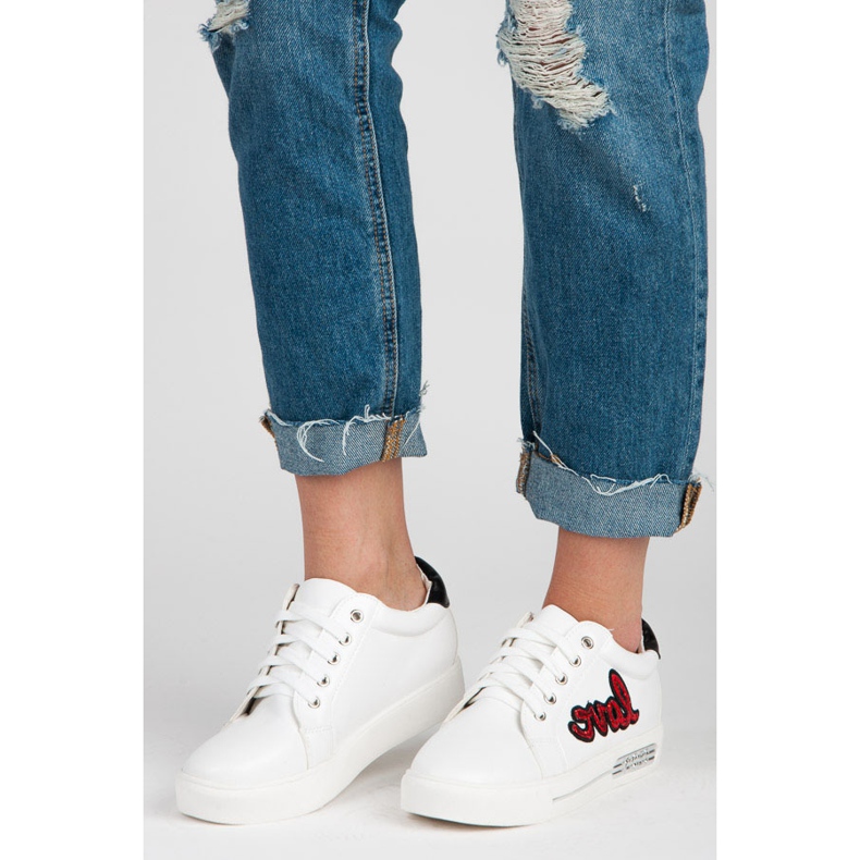 Vices Sznurowane Trampki Love białe czerwone 1