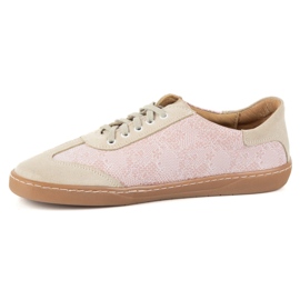 Buty barefoot damskie skórzane Olivier Eliza kwiaty różowe 3