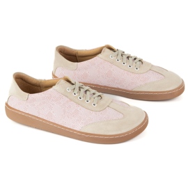 Buty barefoot damskie skórzane Olivier Eliza kwiaty różowe 4