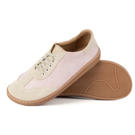 Buty barefoot damskie skórzane Olivier Eliza kwiaty różowe 5