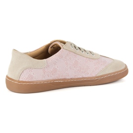 Buty barefoot damskie skórzane Olivier Eliza kwiaty różowe 8