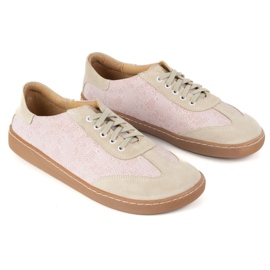 Buty barefoot damskie skórzane Olivier Eliza kwiaty różowe 9
