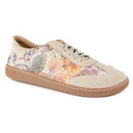 Buty barefoot damskie skórzane Olivier Eliza kwiaty beżowe beżowy 5