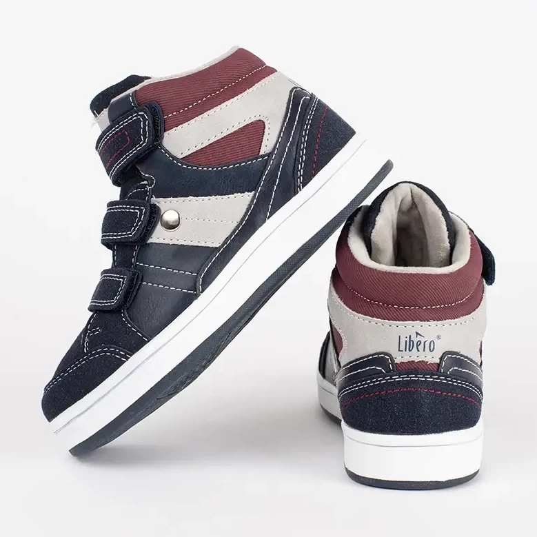 Granatowo-czerwone trzewiki chłopięce niebieskie 1