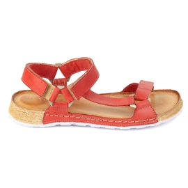 Olivier Sandały damskie barefoot-friendly Kallia skórzane czerwone 0782W 1
