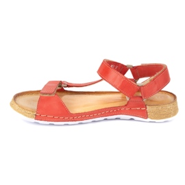 Olivier Sandały damskie barefoot-friendly Kallia skórzane czerwone 0782W 2