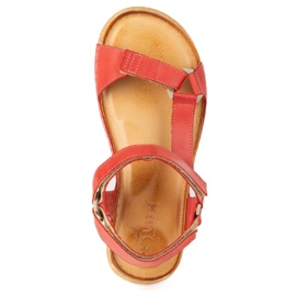 Olivier Sandały damskie barefoot-friendly Kallia skórzane czerwone 0782W 7